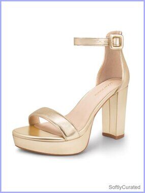 Women's Chunky Platform Heeled Sandals 4 Inch Block Heels Ankle Strap